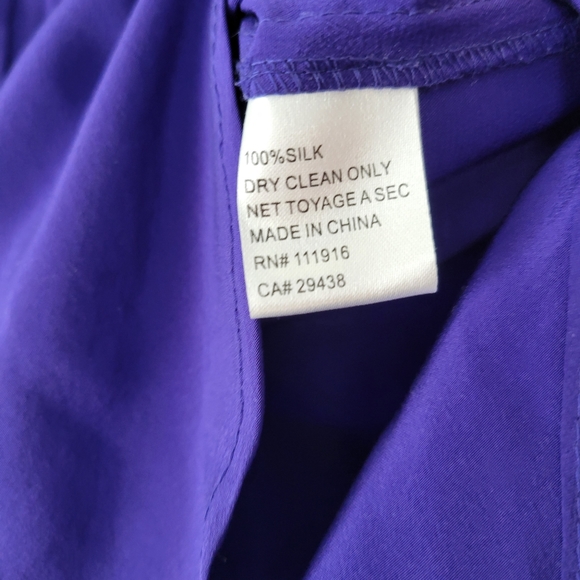 Anthropologie Yumi Kim 100% silk blue roll tab sleeve button down pleated top S - Picture 5 of 7